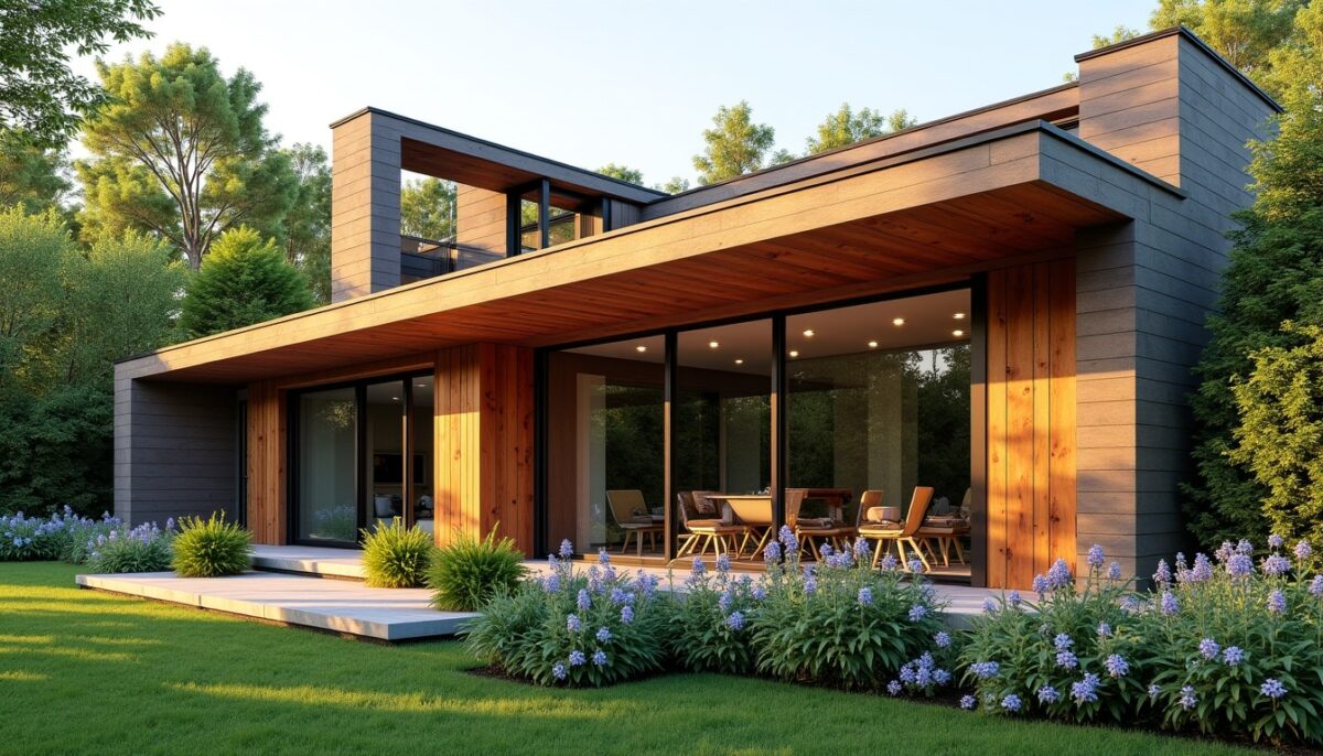 Clôture en aluminium claire-voie et habitat en bois : allier deux matériaux contrastés pour un design architectural harmonieux